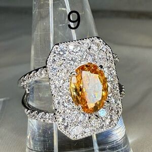 Bomb Party November Golden Citrine on Rhodium 
Size 9